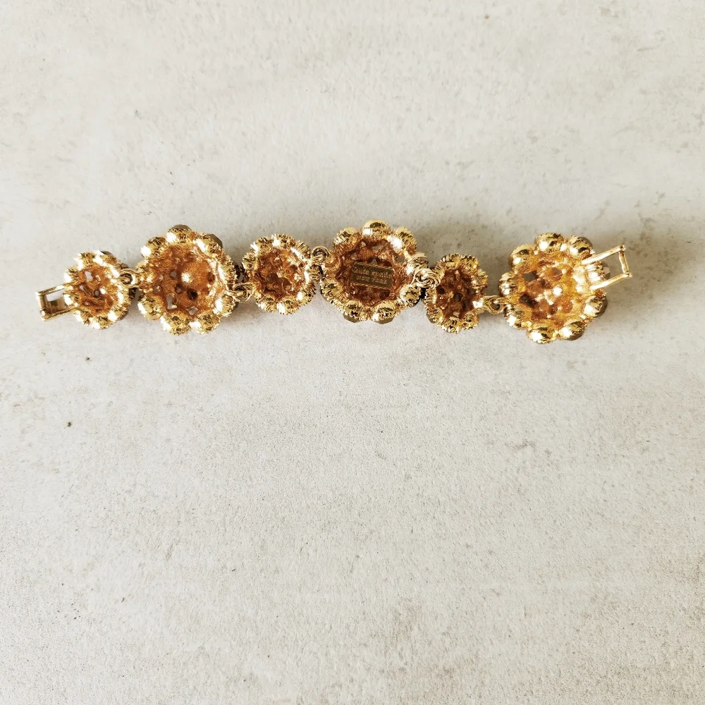 Kate Spade New York RARE Gold Cluster Rhinestone Beaded Statement Bracelet - Picture 4 of 9
